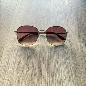quay australia jezabell silver red oversized round metal frame sunglasses NEW